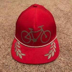 Society Bicycle Strap Back Hat in Red